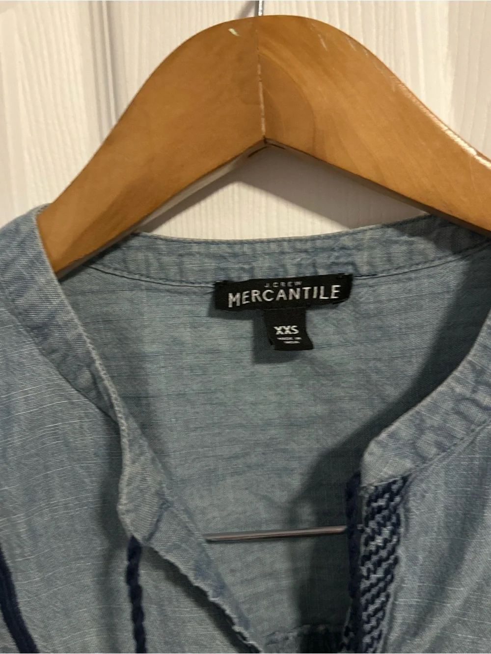 JCREW Mercantile Light Blue Embroidered Women’s Tunic Top